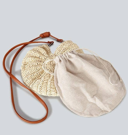 Vacation seaside conch straw crossbody bag - Offwhite
