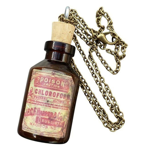 Apothecary Glass Bottle Necklace - Red Poison