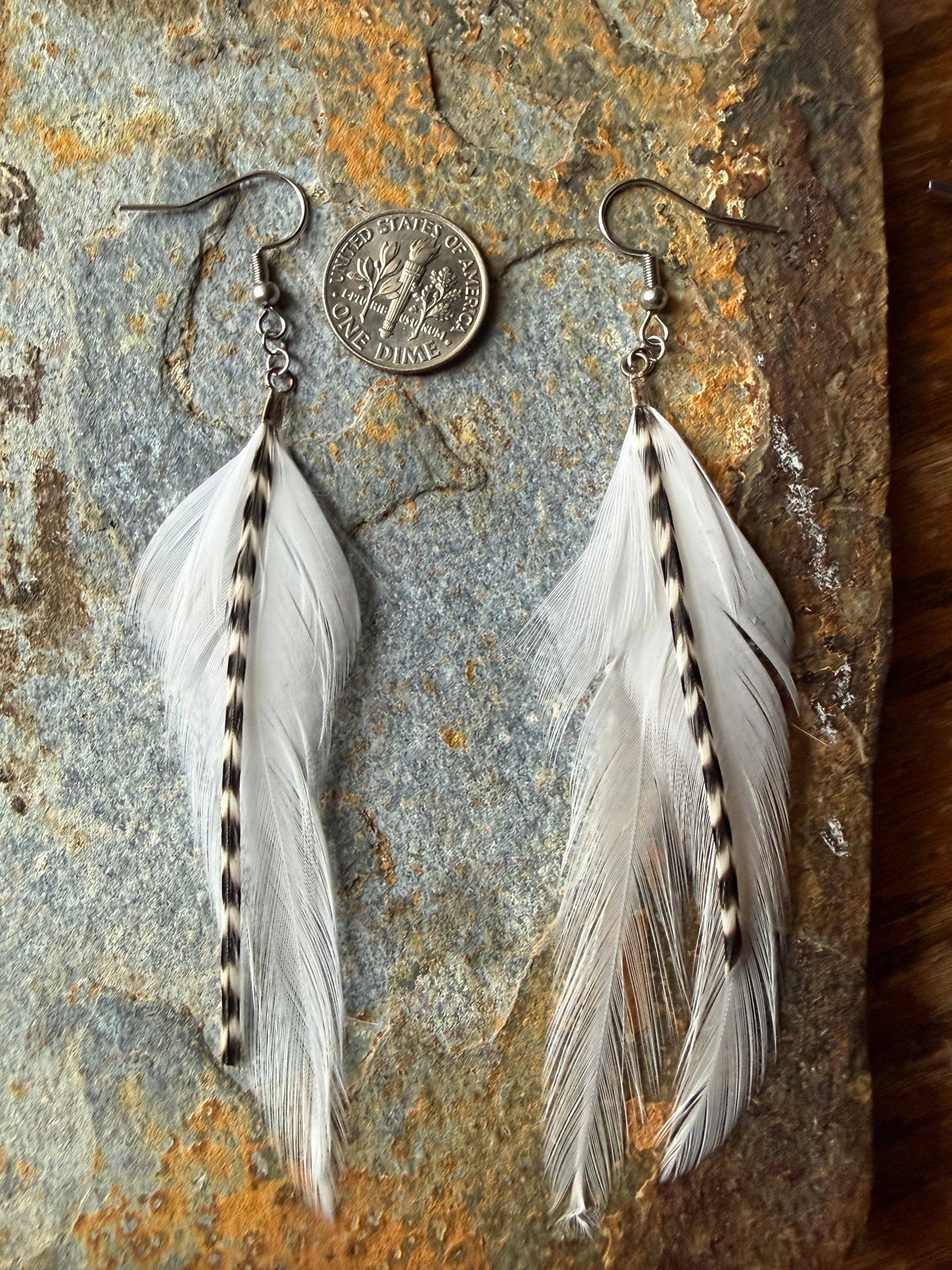 Winter Skies Feather Earrings