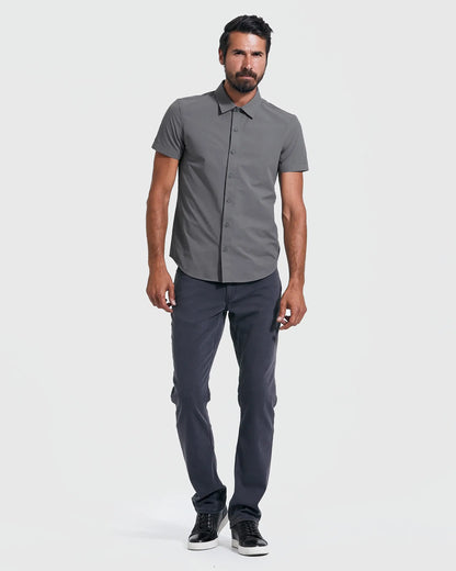 Mens Carbon Commuter Short Sleeve Button Up - Grey