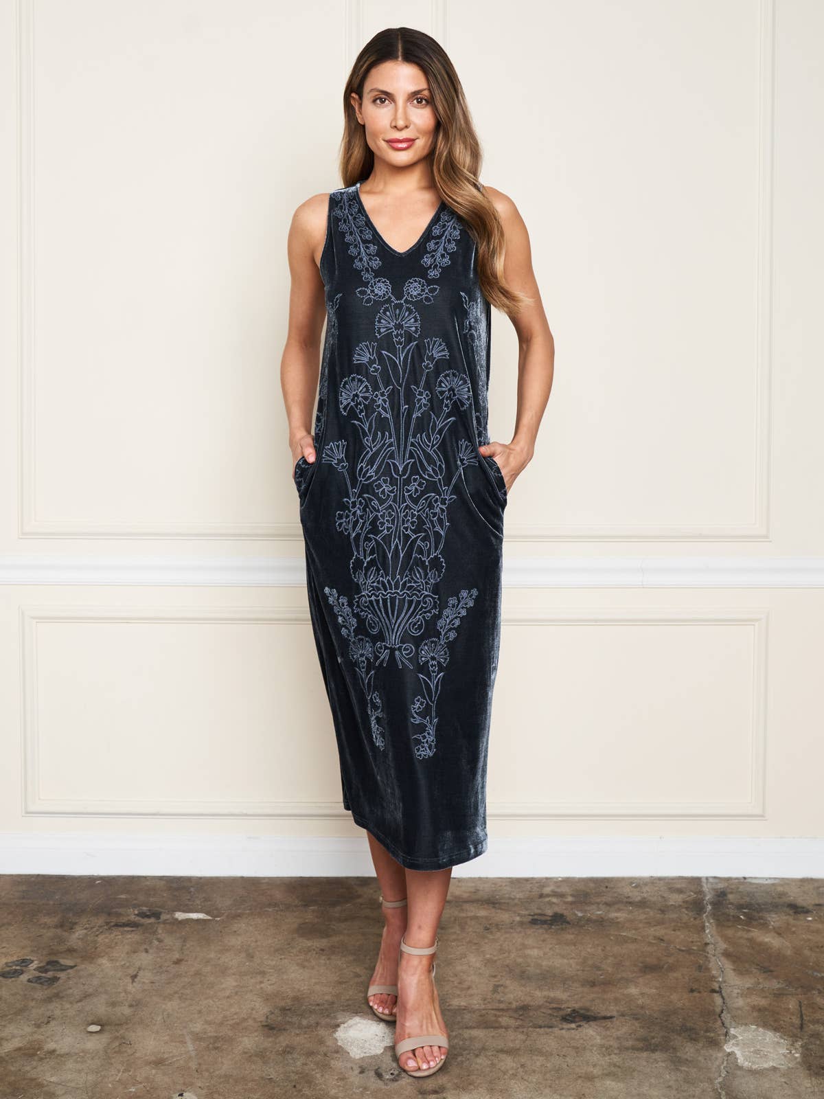 Velvet Tank Dress - Seaweed