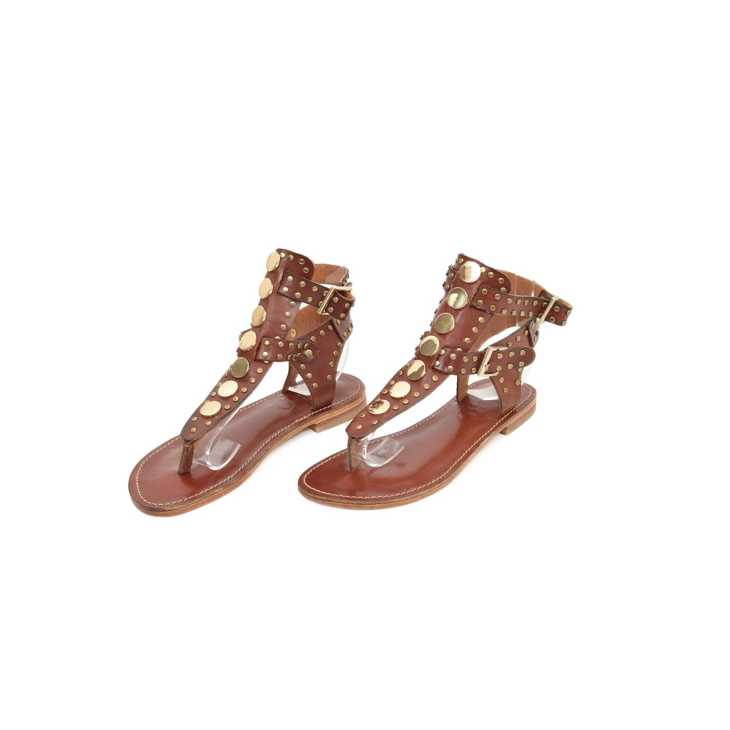 Rhea Chestnut Brown Leather Sandals