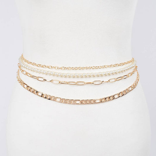 Multi Layered Chain Belt - Gold