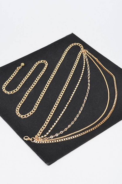 Multi Layered Metal Chain Belt - Gold