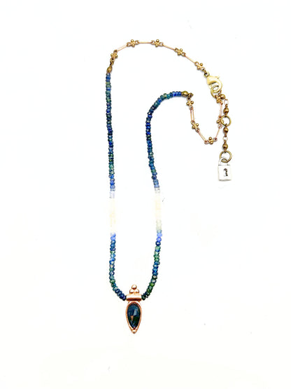 Delicate Teal Kyanite/Sapphire Necklace