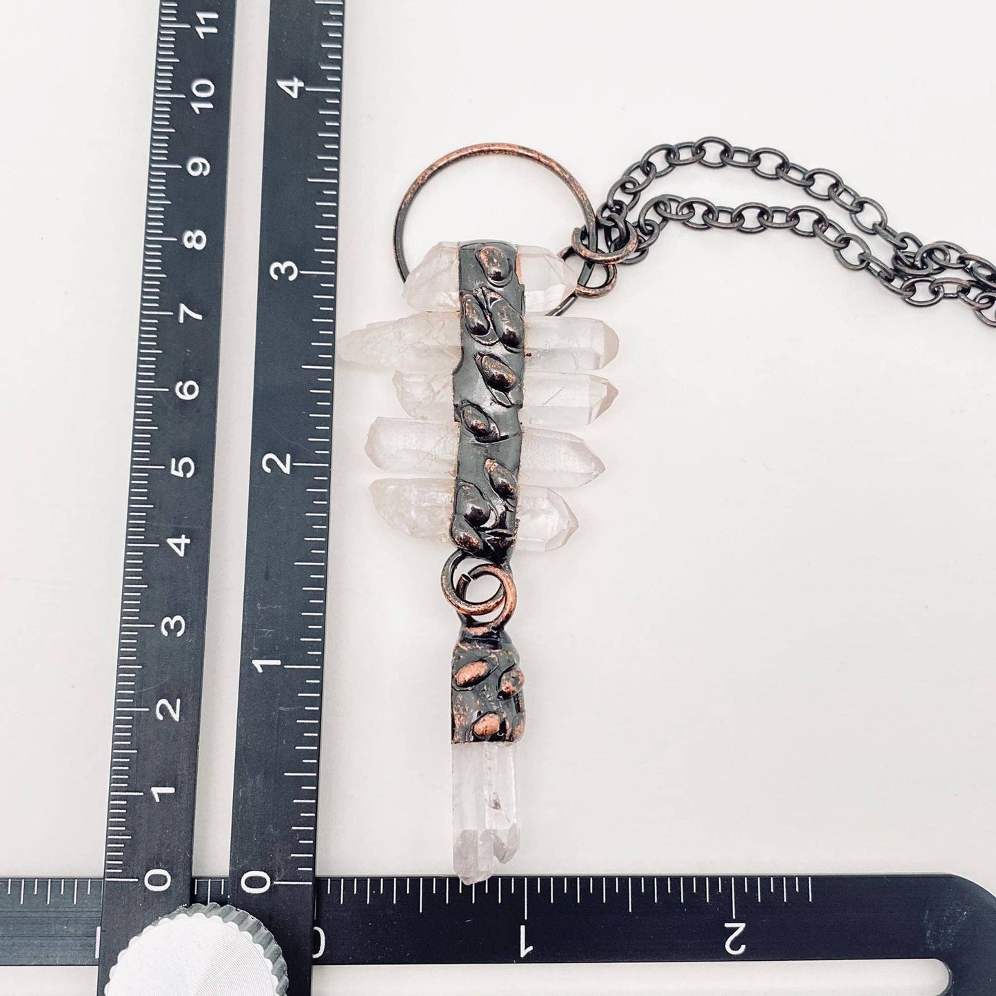 Hexagonal Irregular White Crystal Pendant Necklace - CS