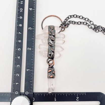 Hexagonal Irregular White Crystal Pendant Necklace - CS