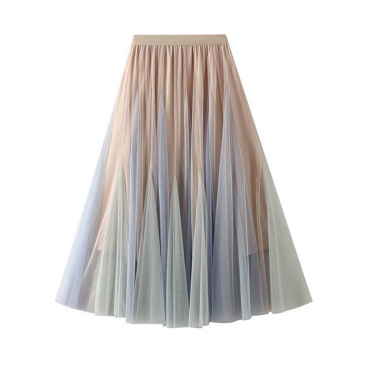 Layered Ombre Tulle Flared Maxi Skirt - multiple variants