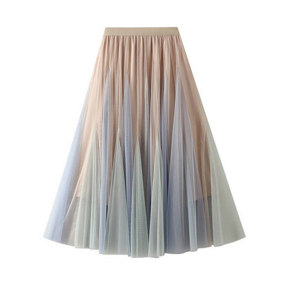 Layered Ombre Tulle Flared Maxi Skirt - multiple variants