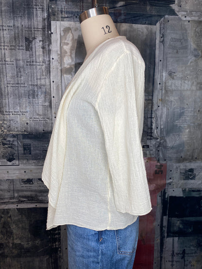 Draped Front Open Cardigan - Ivory