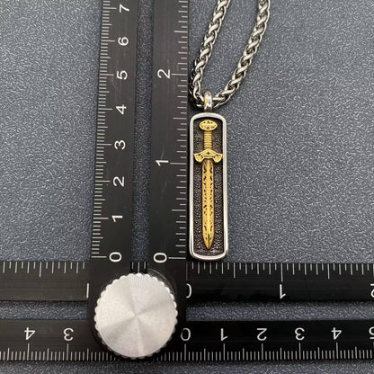 VIntage Viking Sword In The Box Charm Necklace