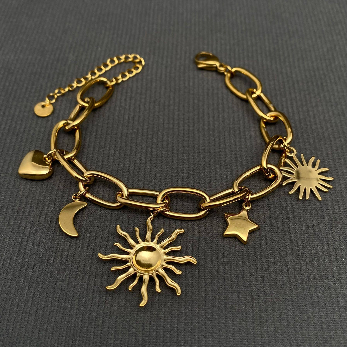 Sun Moon Star 18K Gold Plated S.Steel Bracelet - FGS/MS
