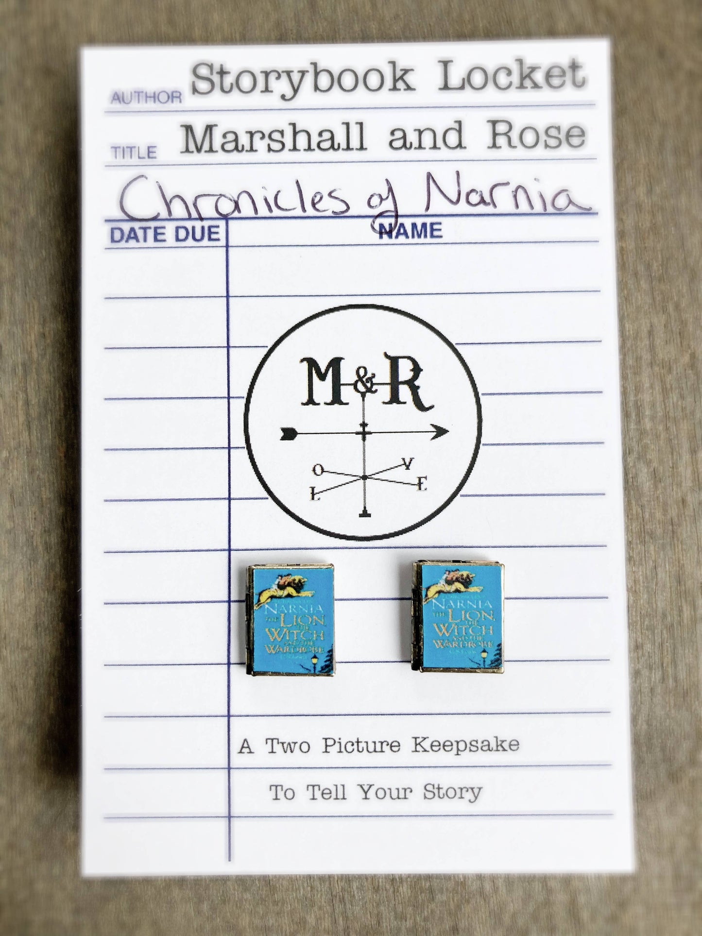 Post Earrings Book Locket Chronicles of Narnia- Blue