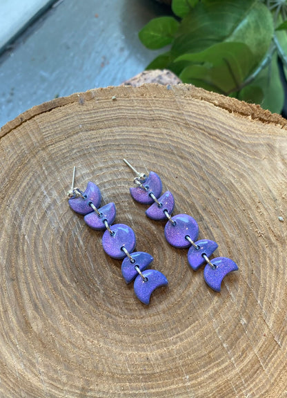 Small Moon Phase Dangles - Lavender Iridescent *E09