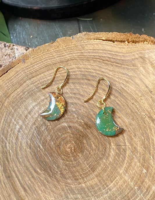 Green/Gold Crystal Mini Moons *E22