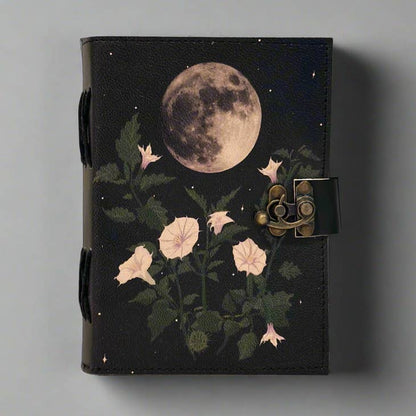 Sacred Datura Moon Journal | Leather Journal | Blank Vintage Notebook