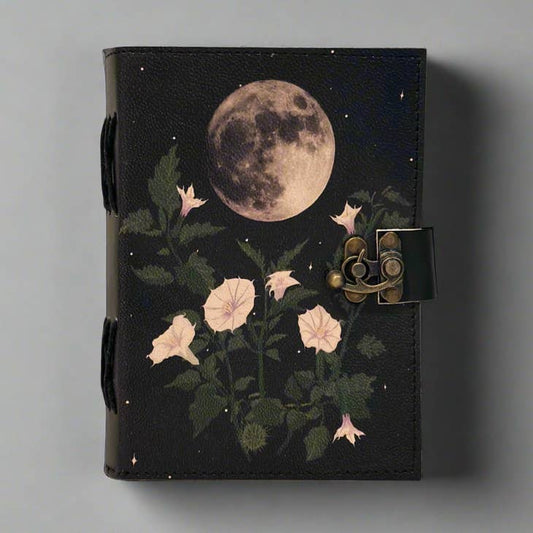 Sacred Datura Moon Journal | Leather Journal | Blank Vintage Notebook