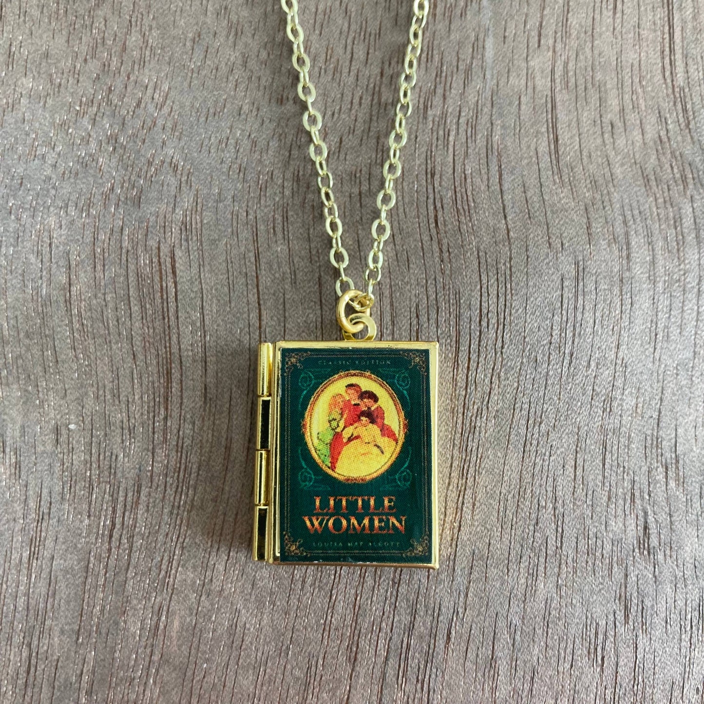 Book Locket Little Women - Oval Portrait - Brass