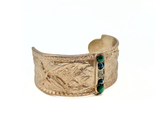 Bronze Sculpted Cuff with set round stones
