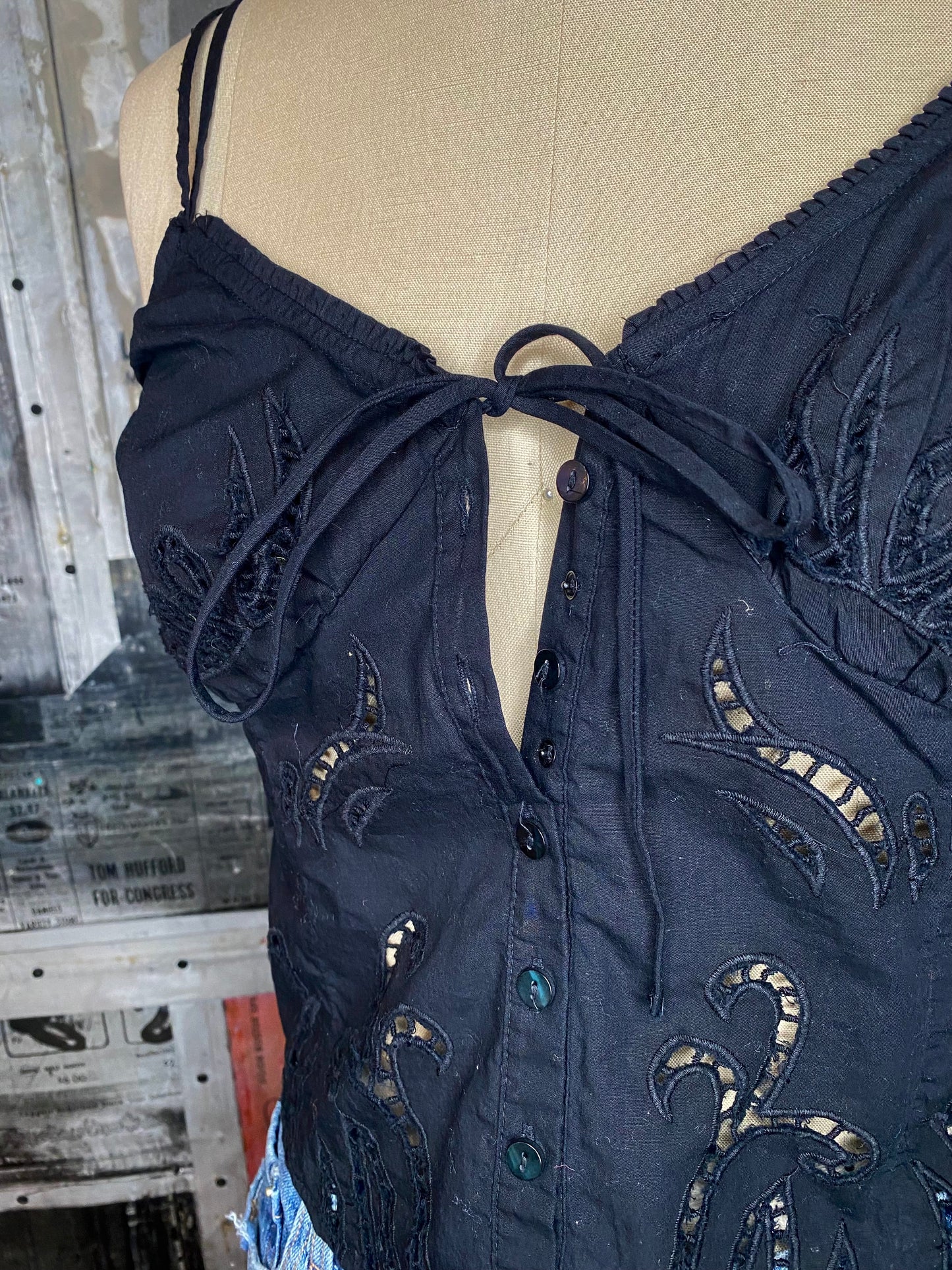Sweet Sammi Eyelet Top - Black