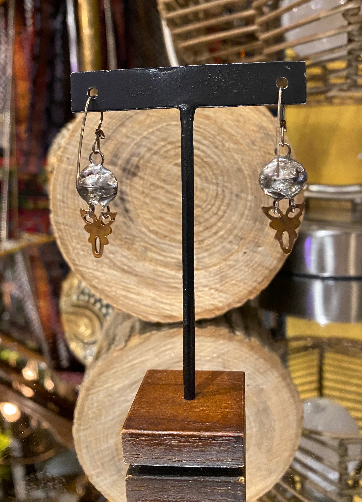 Vintage Rhinestone Earrings - Purple