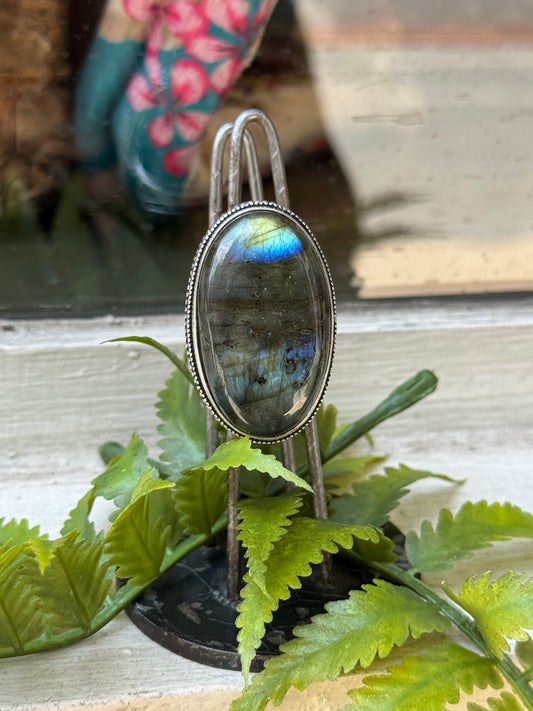 Labradorite Multi Flash Silver Ring
