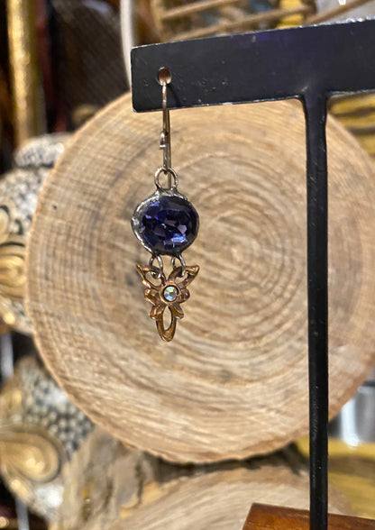 Vintage Rhinestone Earrings - Purple