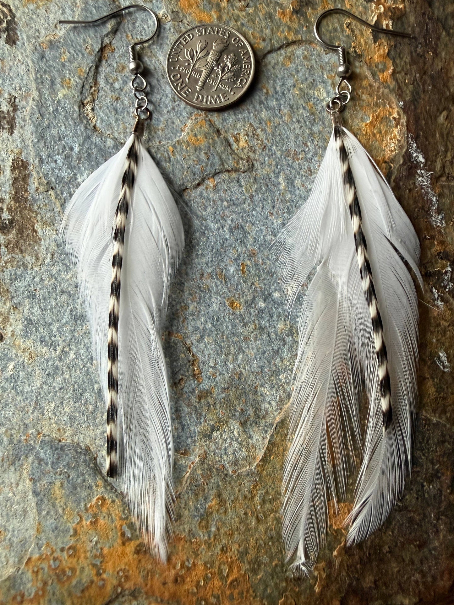 Winter Skies Feather Earrings