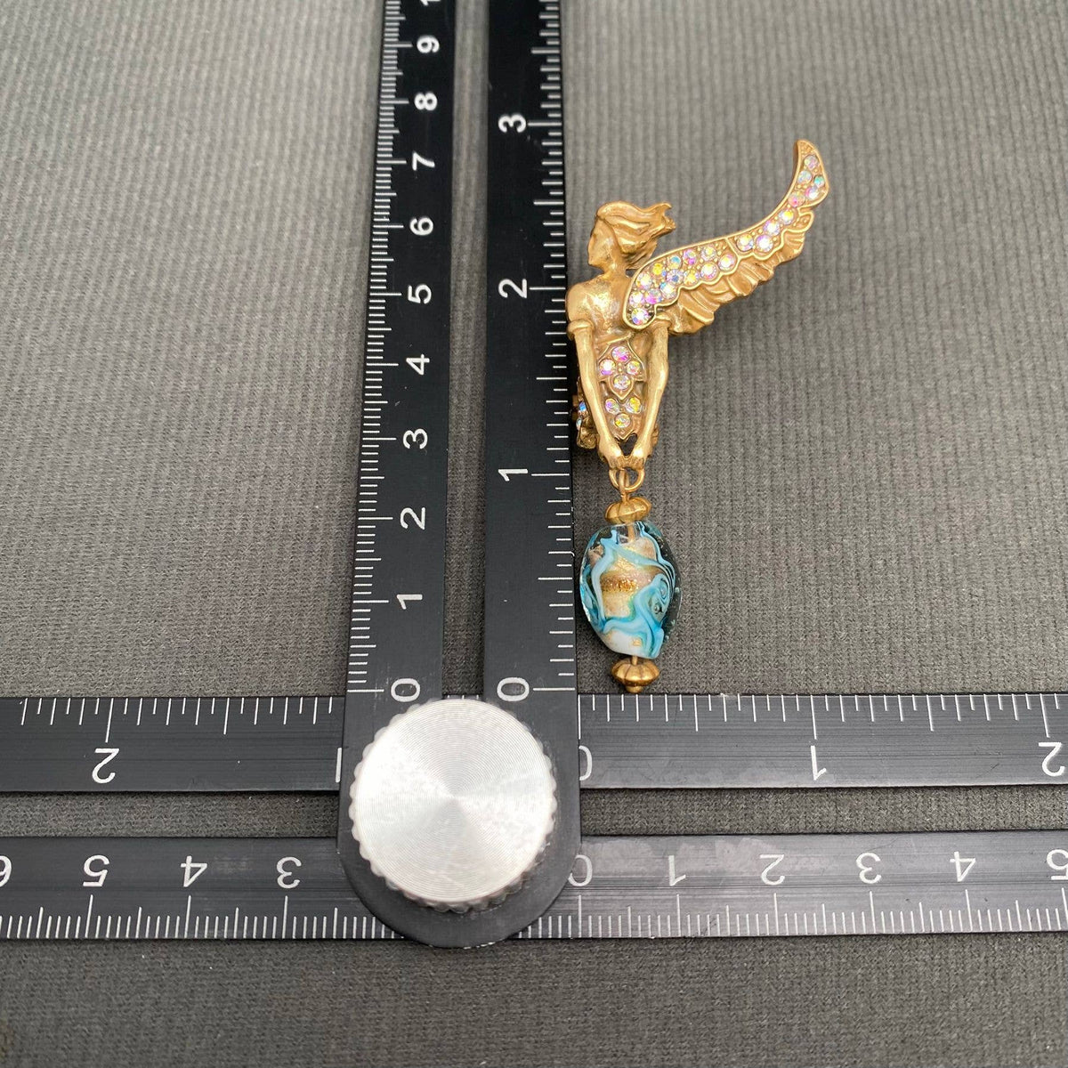 Vintage Broken Wing Angel Post Earrings with Ear Clip