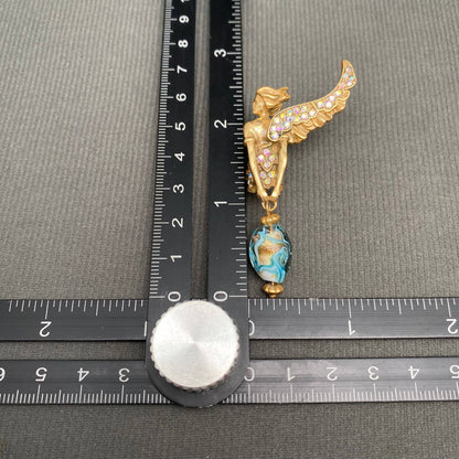 Vintage Broken Wing Angel Post Earrings with Ear Clip