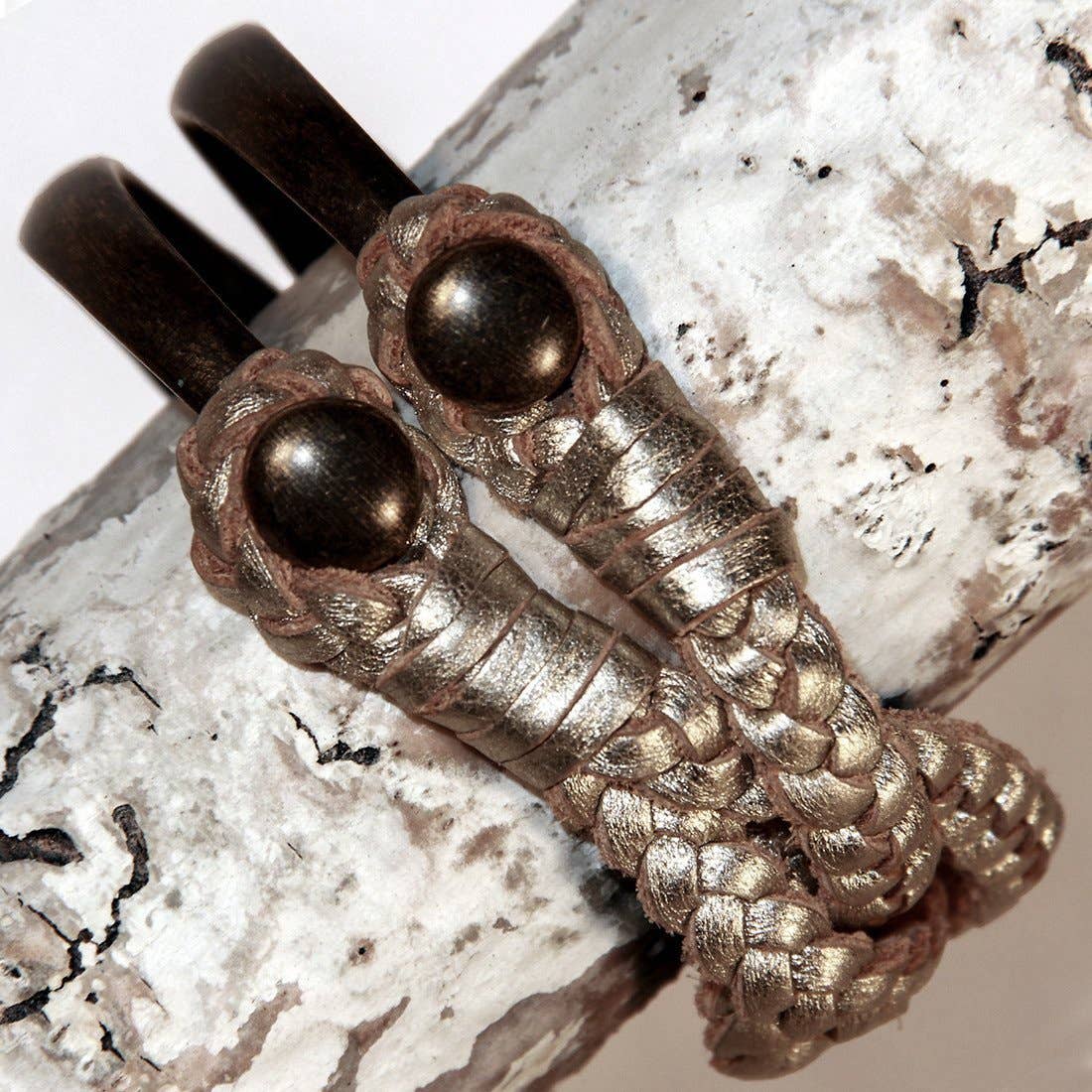 MEZZA LUNA Handmade Leather Bracelet - 7.5" / Sparkle Silver