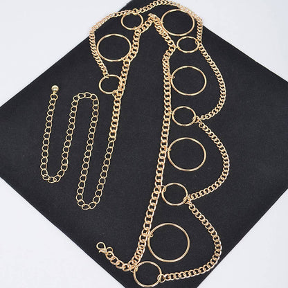 Multi O Ring Layered Chain Belt - Gold