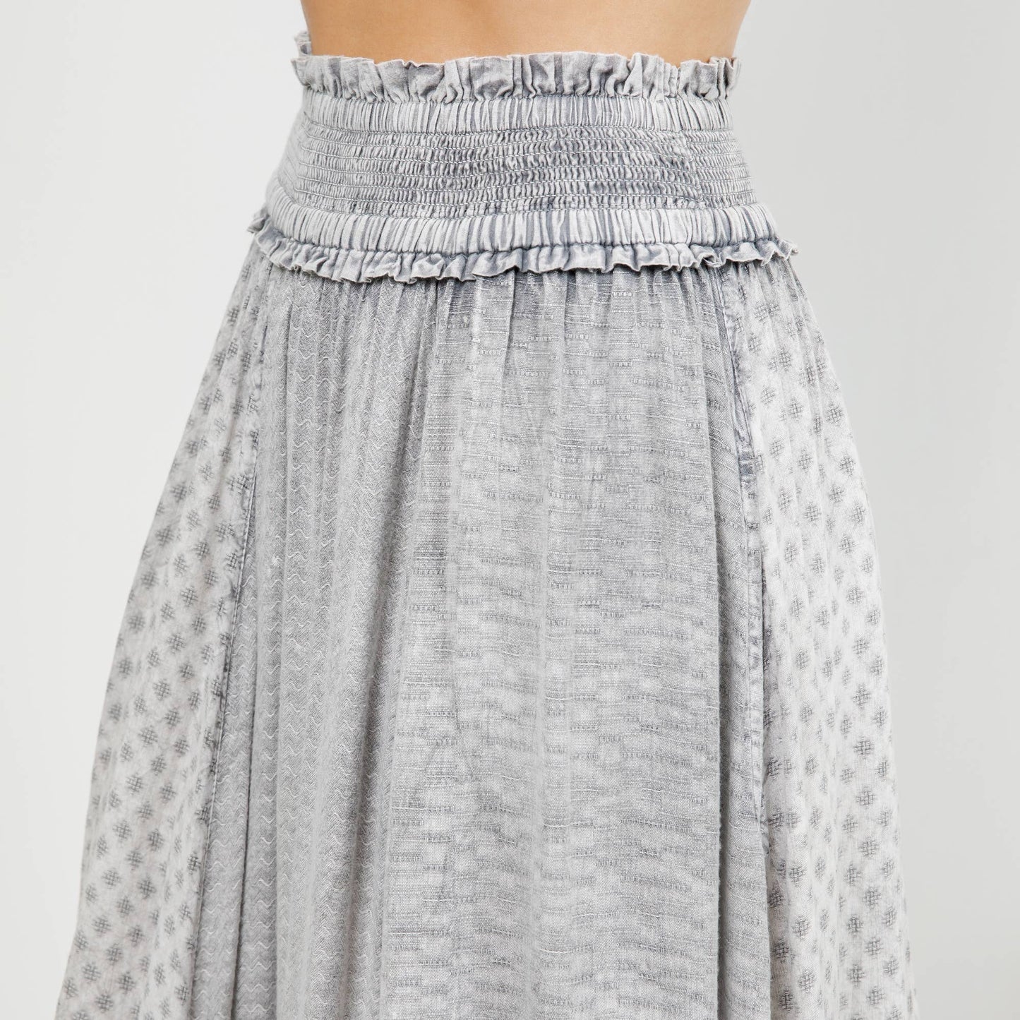 Curve Ruffled Tiered Maxi Skirt - Grey