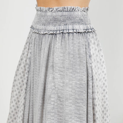 Curve Ruffled Tiered Maxi Skirt - Grey