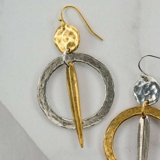 Hammered Hoop Earrings- Gold