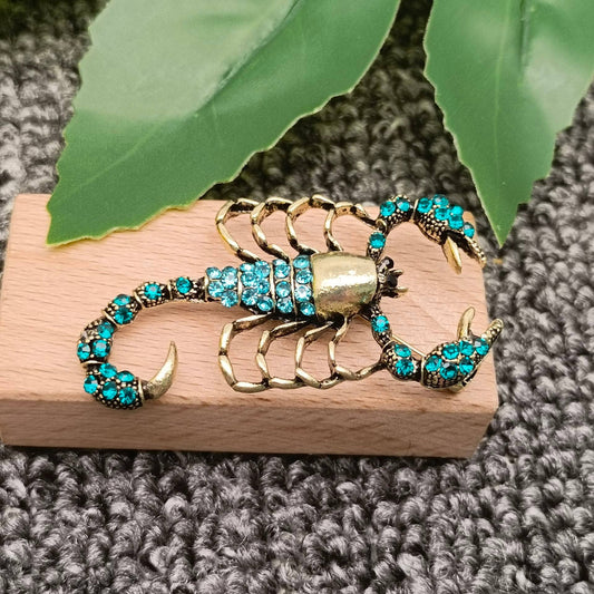 Blue Cubic Zirconia Scorpion Brooch