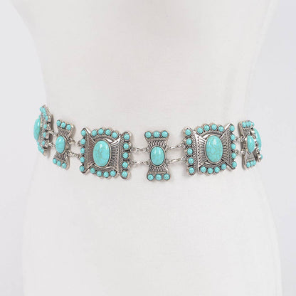 Turquoise Multi Metal Chain Belt  - ATS