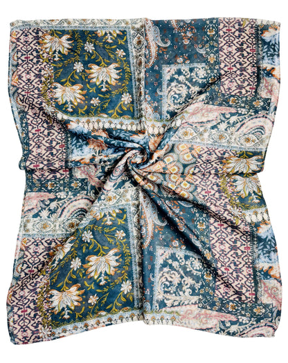Multicolor Floral Paisley Patchwork Scarf