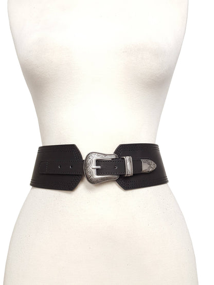 Wide Width Contour Waist Belt w/ Western Buckle Set - Tan / L