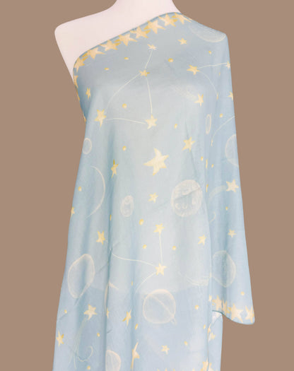Aqua-Golden Star & Planet Scarf