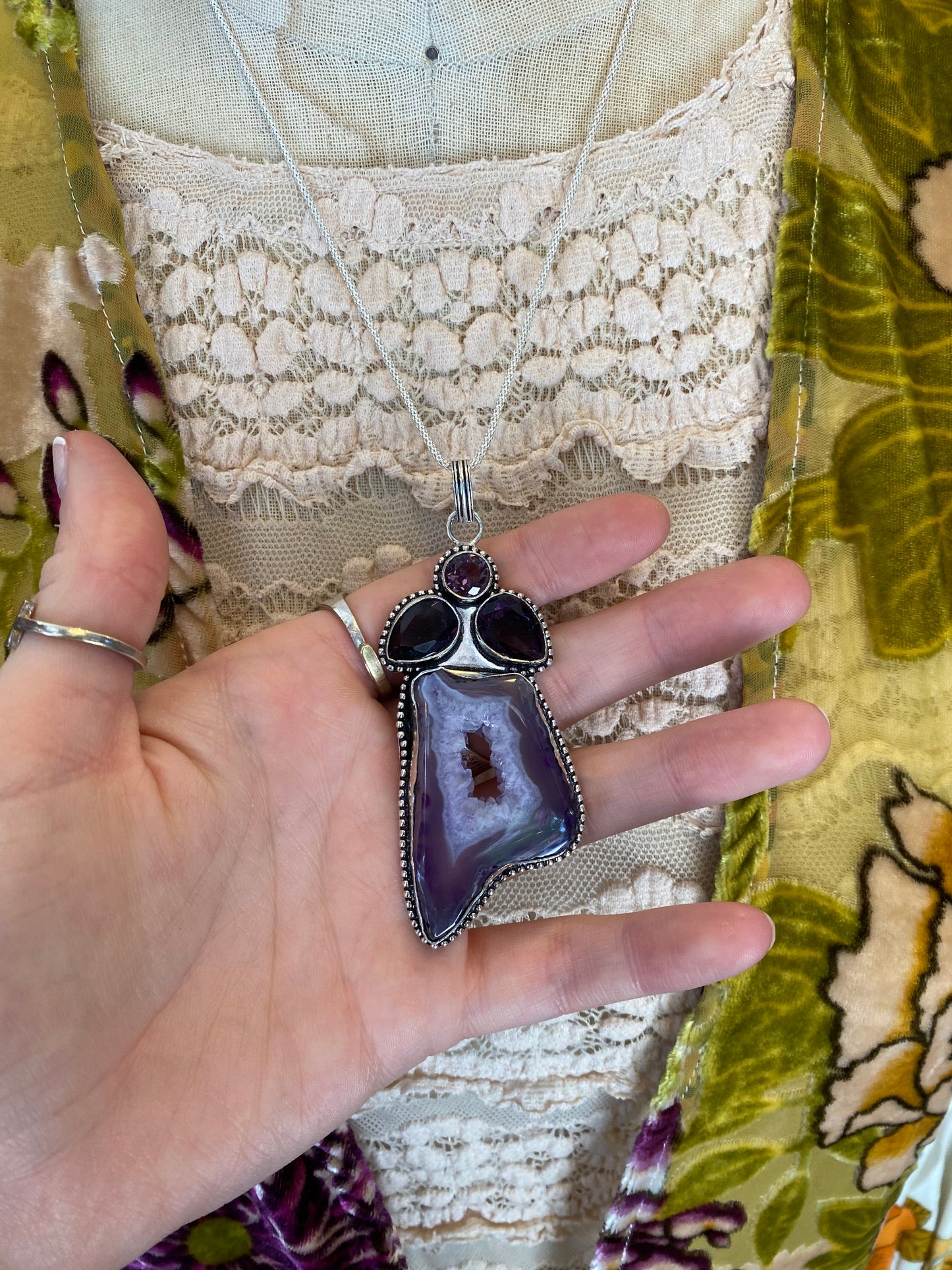 Dyed Amethyst Geode Pendant