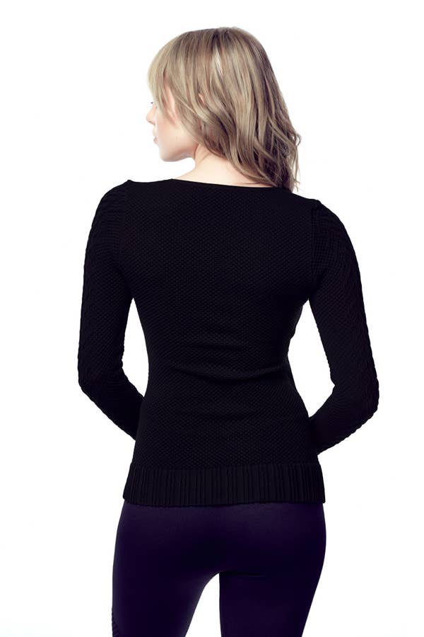 Round Neck Long Sleeve - One Size - Black Fade