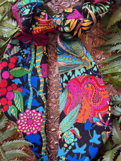 Colorful Flowers / Black Scrunchie Scarf #SS13*