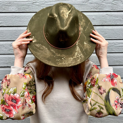 Black Gold Marbled Wide Brim Hat - La De Da