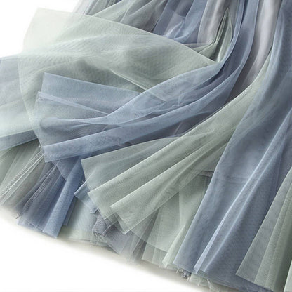 Layered Ombre Tulle Flared Maxi Skirt - multiple variants