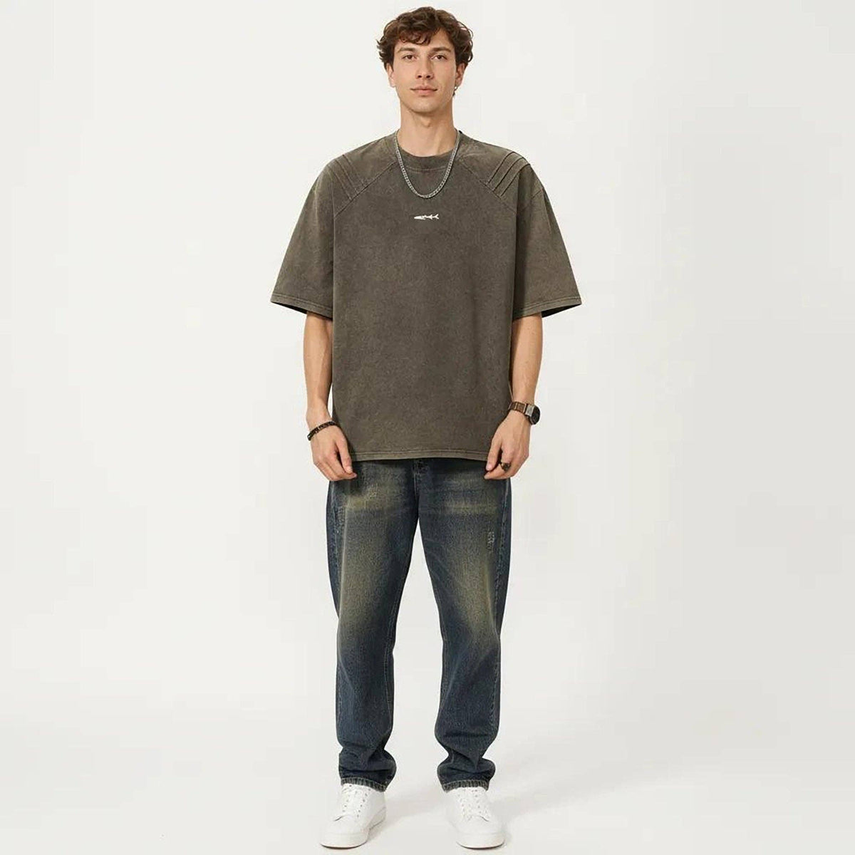 Men's Short Sleeve Crew Neck Graphic T-Shirt with Relaxed Fit - Brown