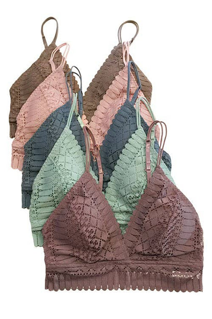 Padded Lace Longline Silhouette Bralette - (Choose Color)