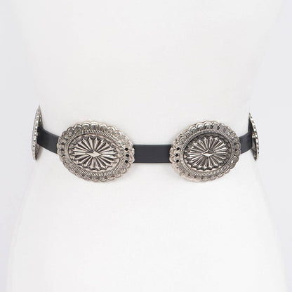 Faux Leather Western Style Women's Belt - Black