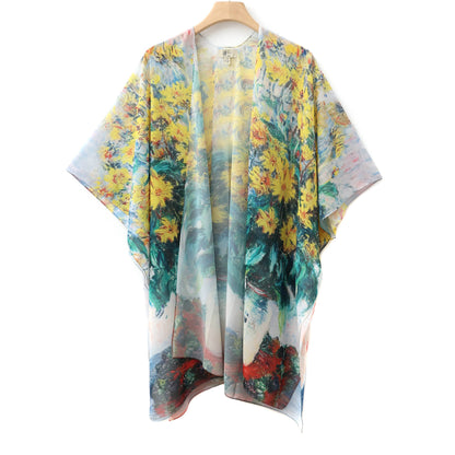 Monet-Jerusalem Artichoke Flower Kimono