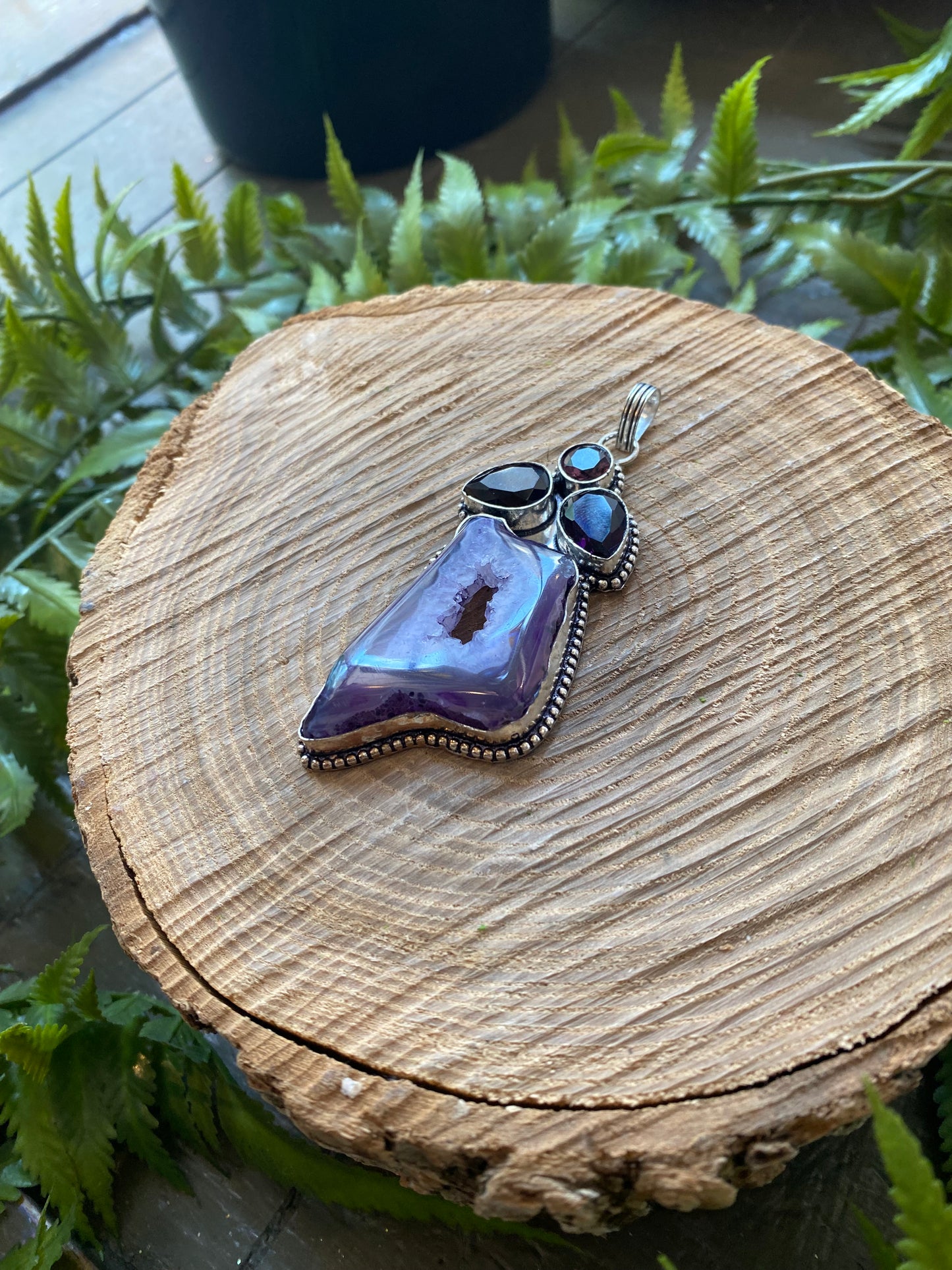 Dyed Amethyst Geode Pendant
